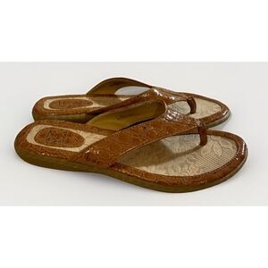 Born B.O.C. Brown Crocodile Print Thong Sandals Women's Size 7 Beach Cruise Pool